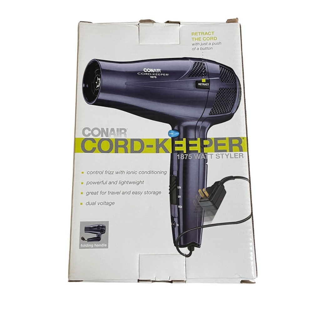 Conair Cord-Keeper 1875 Watt Styler Hair Dryer Folding Handle Dual Voltage 289NX - Picture 2 of 6